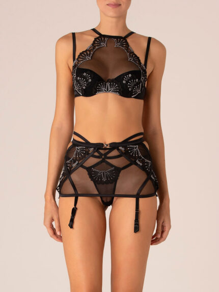 Sheer Embroidered Garter Belt